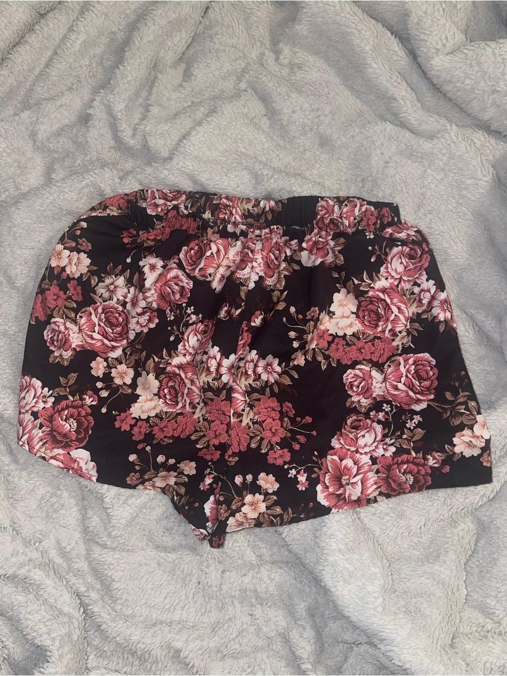 Black Floral Shorts